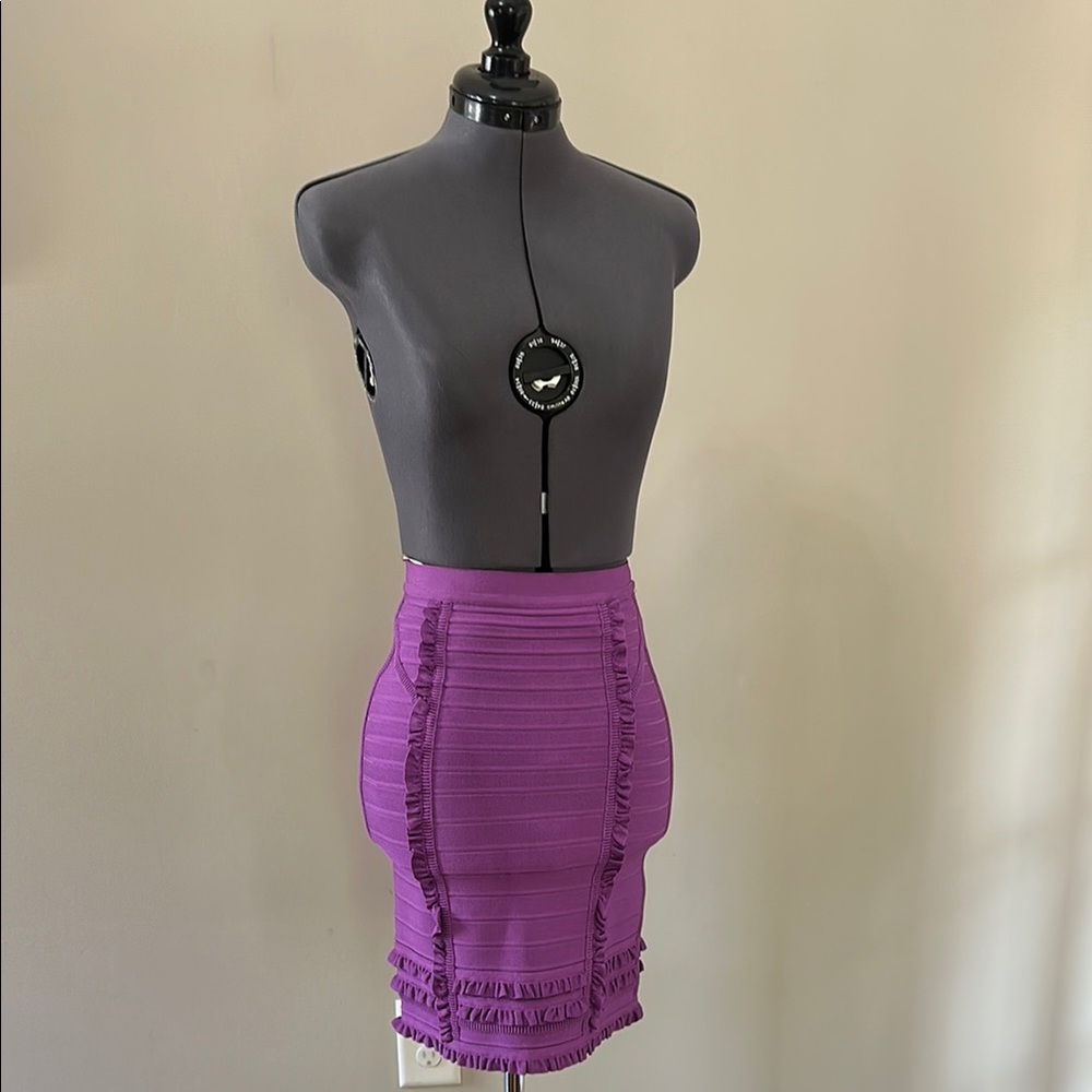 Elegant Purple Ruffle Herve Leger Skirt